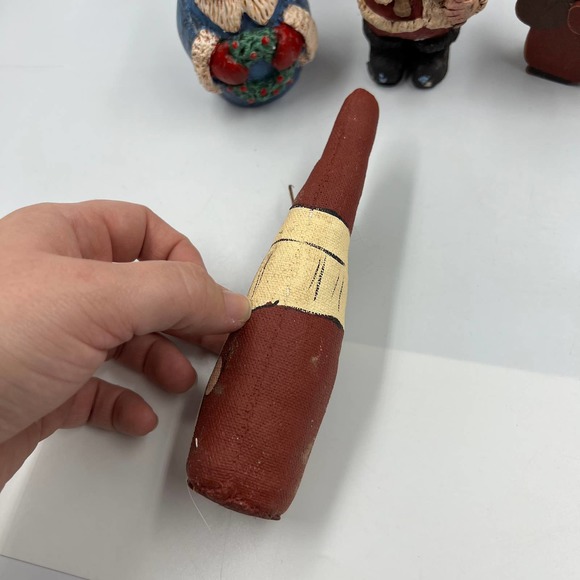 Vintage Lot 5 Christmas Santa Claus Figurines Primitive Old World Wooden Plush - Picture 8 of 14